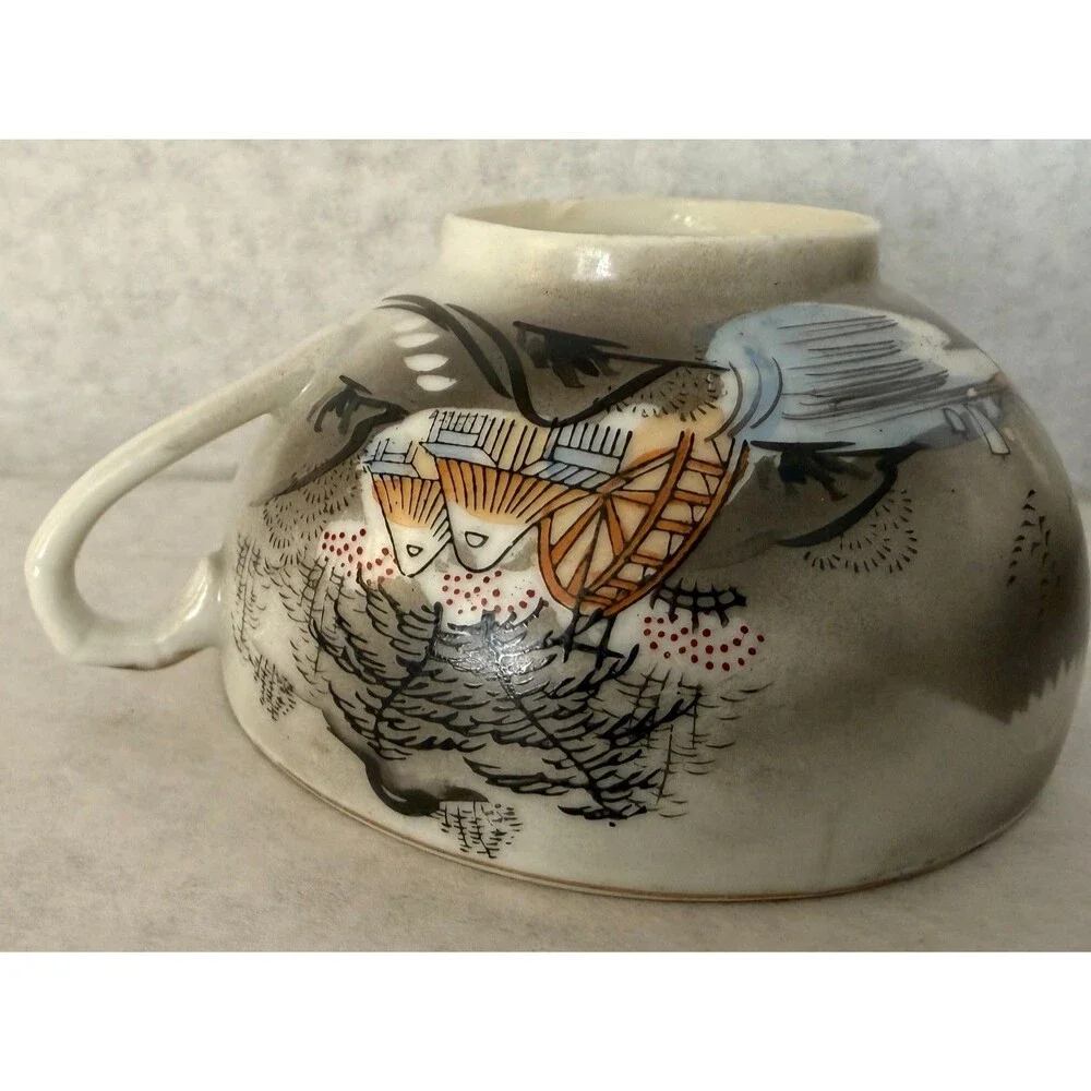 Lithophane Tea Set, Mt. Fuji Scene, Made in Japan